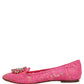 Pink Taormina Lace Crystals Flats Shoes