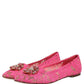 Pink Taormina Lace Crystals Flats Shoes