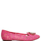 Pink Taormina Lace Crystals Flats Shoes