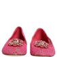 Pink Taormina Lace Crystals Flats Shoes