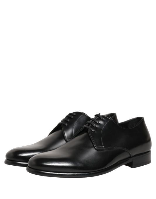 Black Leather Lace Up Derby Dress Shoes