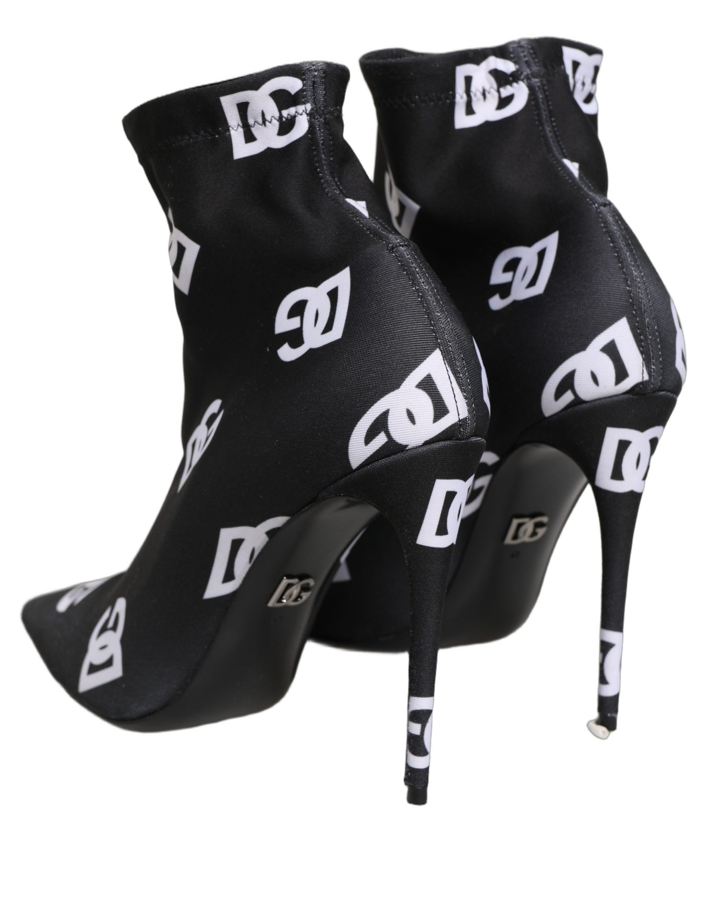 Black Logo Stretch Heels Ankle Boots Shoes