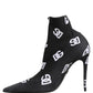 Black Logo Stretch Heels Ankle Boots Shoes