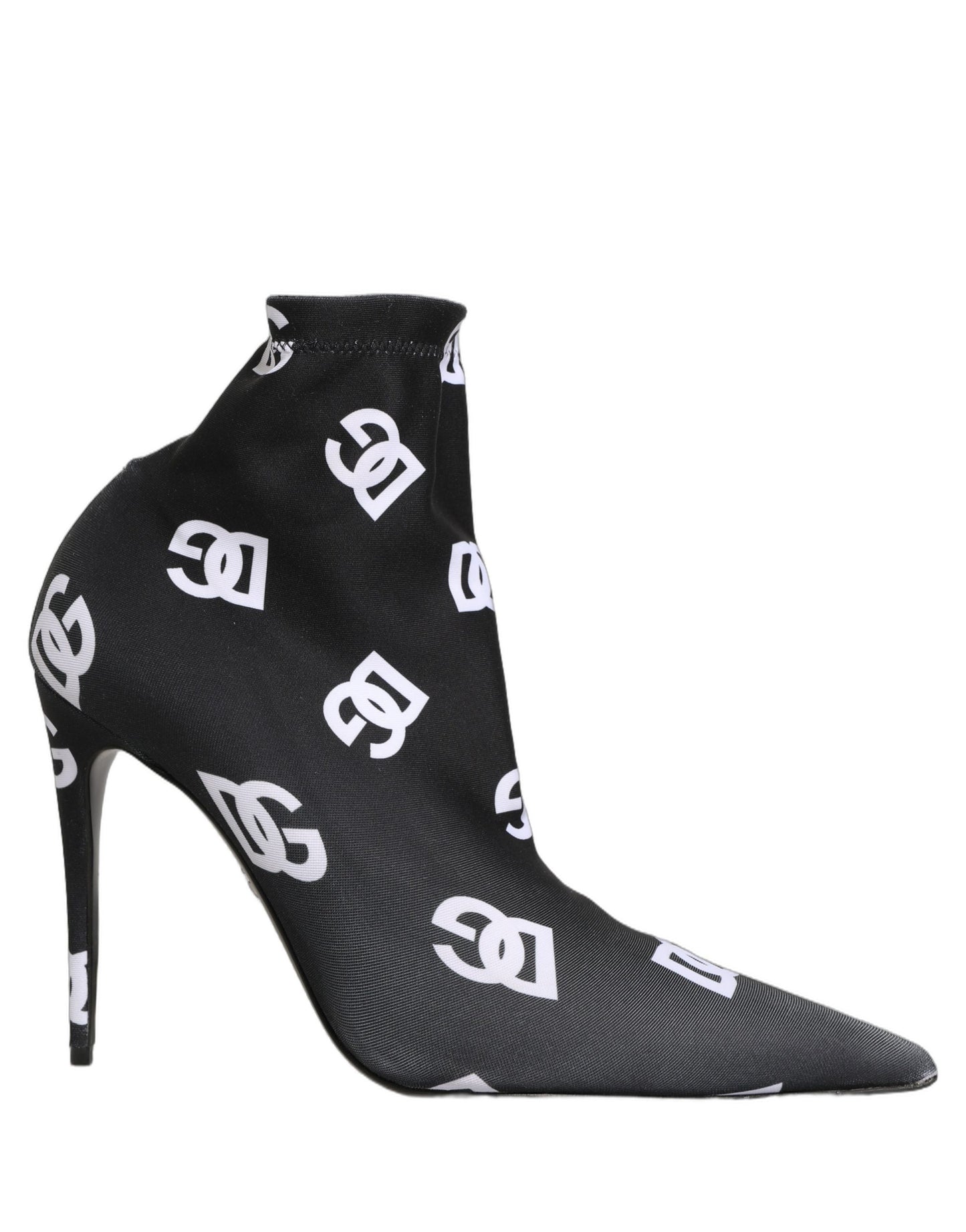 Black Logo Stretch Heels Ankle Boots Shoes