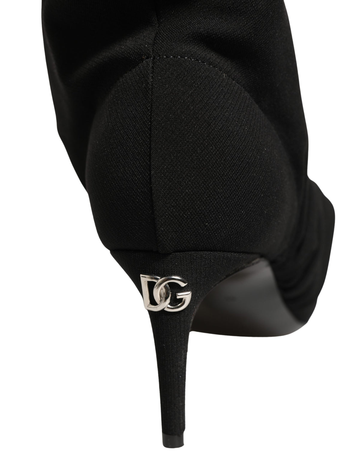 Black Stretch Socks Heels Ankle Boots Shoes