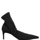 Black Stretch Socks Heels Ankle Boots Shoes