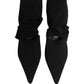 Black Stretch Socks Heels Ankle Boots Shoes