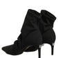 Black Stretch Socks Heels Ankle Boots Shoes