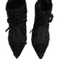 Black Embellished Mesh Ankle Boots Shoes