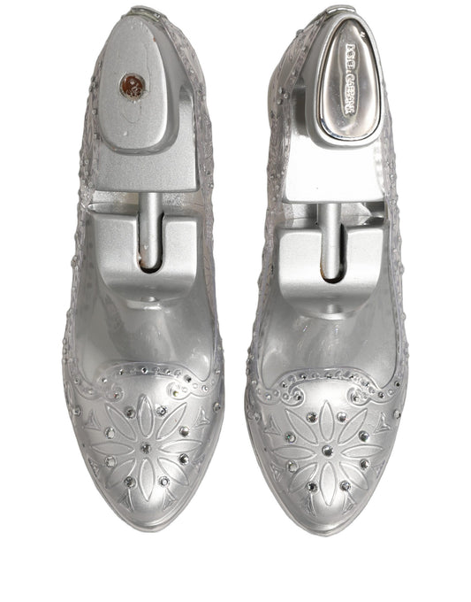 Clear CINDERELLA Floral Crystal Heels Shoes
