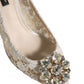 White Taormina Lace Crystal Pumps Shoes