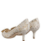 White Taormina Lace Crystal Pumps Shoes