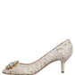 White Taormina Lace Crystal Pumps Shoes