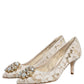 White Taormina Lace Crystal Pumps Shoes