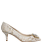 White Taormina Lace Crystal Pumps Shoes