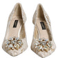 White Taormina Lace Crystal Pumps Shoes