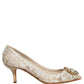 White Taormina Lace Crystal Pumps Shoes