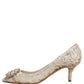 White Taormina Lace Crystal Pumps Shoes