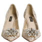 White Taormina Lace Crystal Pumps Shoes