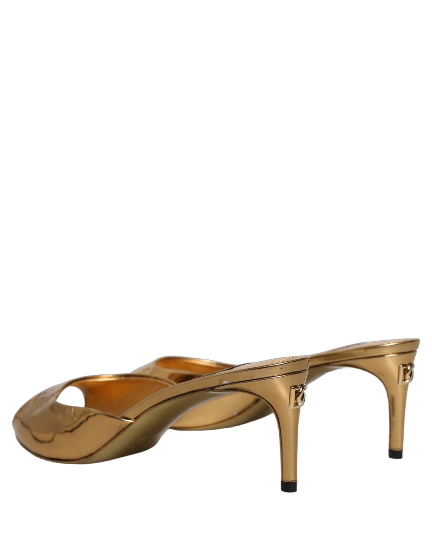 Gold Keira Leather Mules Sandals Shoes