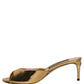 Gold Keira Leather Mules Sandals Shoes
