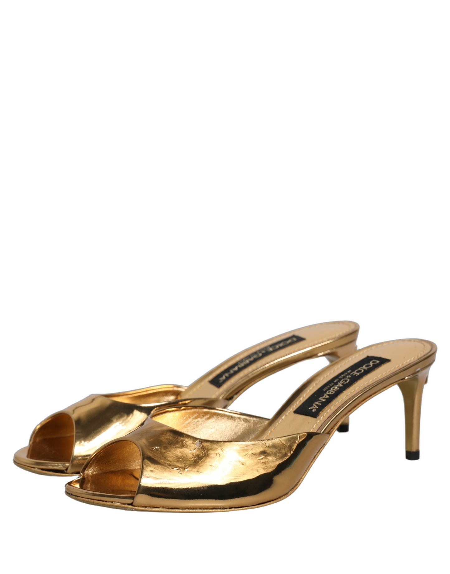 Gold Keira Leather Mules Sandals Shoes