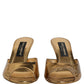 Gold Keira Leather Mules Sandals Shoes