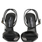 Black Leather Ankle Strap Heels Sandals Shoes