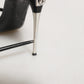 Black Leather T-strap Heels Sandals Shoes