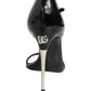 Black Leather T-strap Heels Sandals Shoes