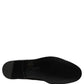 Black Leather Logo Buckle Mid Calf Boots Shoes