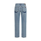 Blue Cotton Straight-Leg Jeans