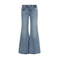 Blue Cotton Flared Jeans