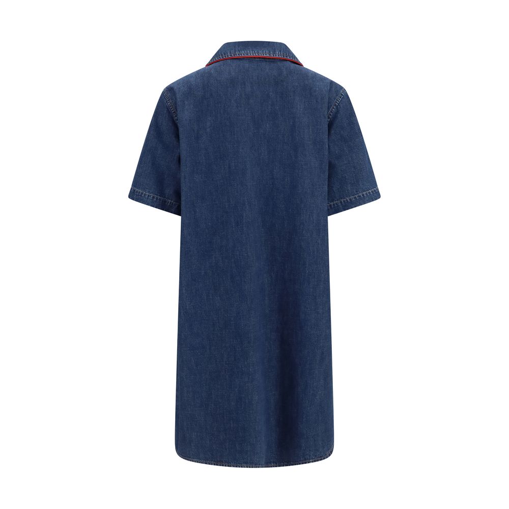 Blue Cotton Casual Dress