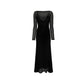 Black Metallic Fibre Casual Dress