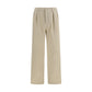 Beige Cotton Casual Pants
