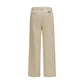 Beige Cotton Casual Pants