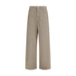 Beige Cotton Casual Pants