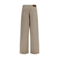 Beige Cotton Casual Pants