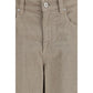 Beige Cotton Casual Pants
