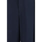 Blue Cotton Casual Pants