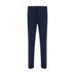 Blue Cotton Casual Pants
