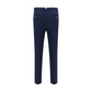Blue Cotton Casual Pants