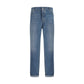 Blue Cotton Straight-Leg Jeans