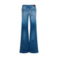 Blue Cotton Flared Jeans