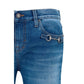 Blue Cotton Flared Jeans