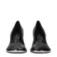 Black Leather High Heel Pumps