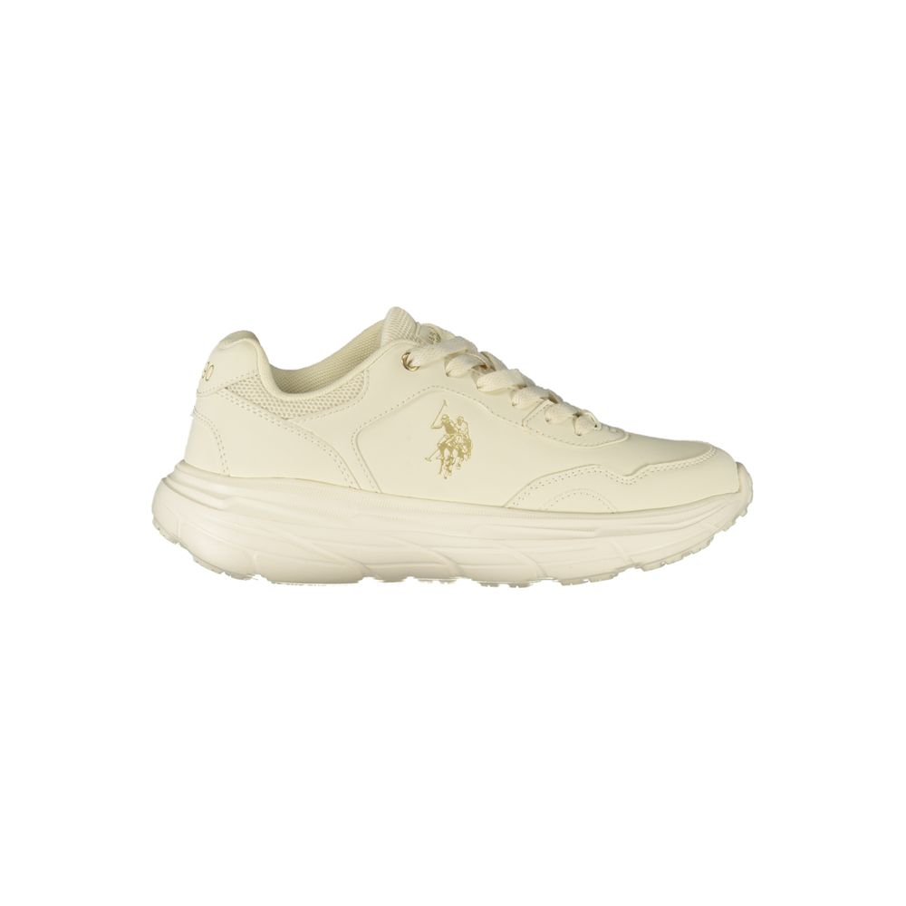 White Polyester Athletic Sneakers