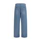 Blue Cotton Casual Pants