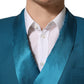 Teal Wool Double Breasted Formal Coat Blazer